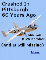 In 1956, a B-25 Mitchell bomber crashed into the Monongahela River in Pittsburgh. Despite many searches, no one has ever found the plane.
